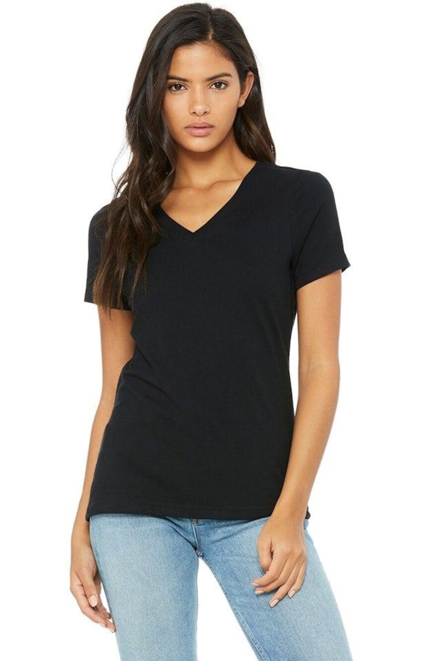Bella + Canvas Women's 'Junior Fit' V-Neck T-Shirt - XL